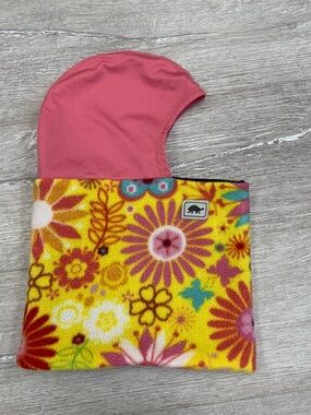 Kids Turtle Fur Floral Fleece Neck Warmer with Pink Hood